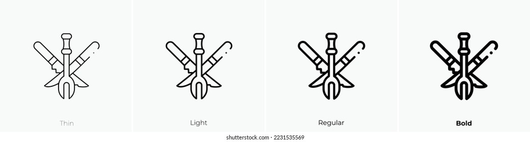 knives icon. Thin, Light Regular And Bold style design isolated on white background