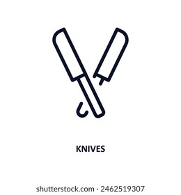 knives icon. Thin line knives icon from kitchen collection. Outline vector isolated on white background. Editable knives symbol can be used web and mobile