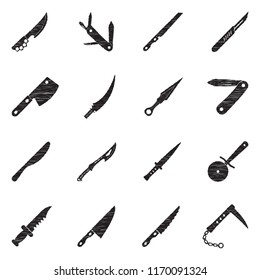 Knives Icons. Black Scribble Design. Vector Illustration.