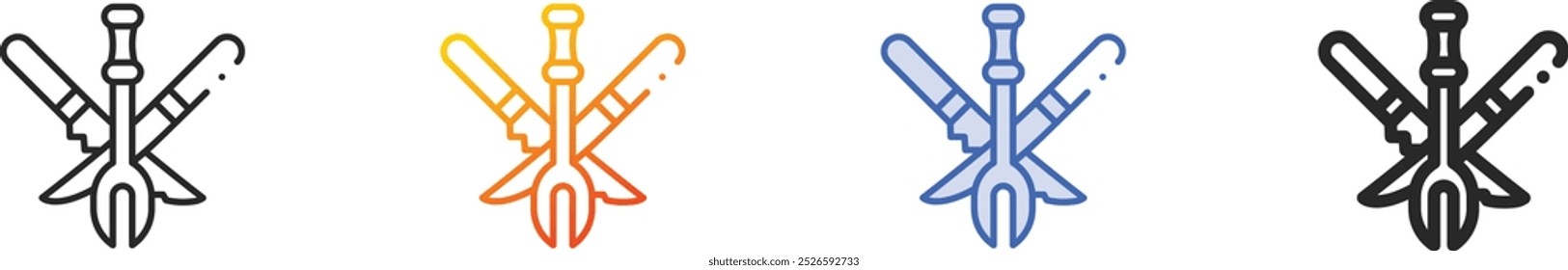 knives icon.Thin Linear, Gradient, Blue Stroke and bold Style Design Isolated On White Background