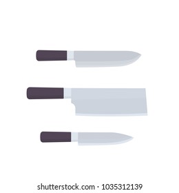 Knives isolated on white, vector illustration in flat style