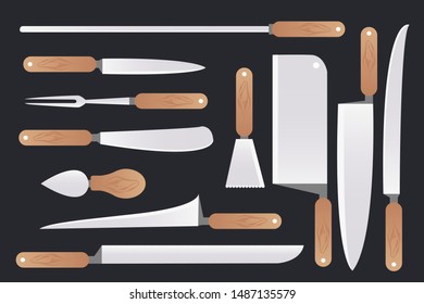 Knives kitchen set vector art