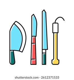 knives kitchen utensil color icon vector. knives kitchen utensil sign. isolated symbol illustration