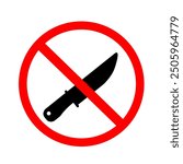 Knives not allowed vector icon. knife symbol silhouette. no knife no weapon vector sign illustration