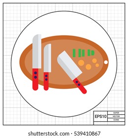 Knives on cutting board