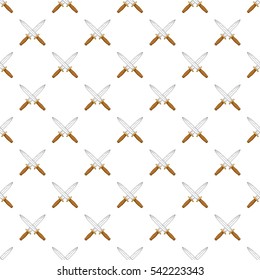 Knives pattern. Cartoon illustration of knives vector pattern for web