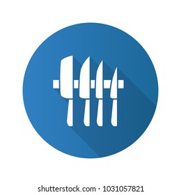 Knives set flat design long shadow glyph icon. Vector silhouette illustration