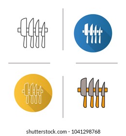 Knives set icon. Flat design, linear and color styles. Isolated vector illustrations