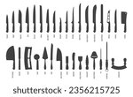 Knives set. Knife silhouette on white. Vector illustration
