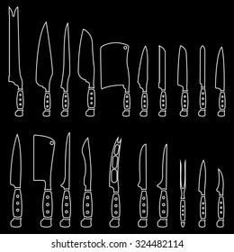 knives set on a black background