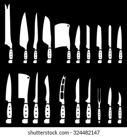 knives set on a black background
