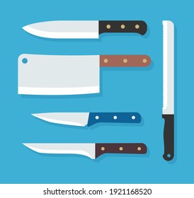 Knives set vector illustration. Flat design style