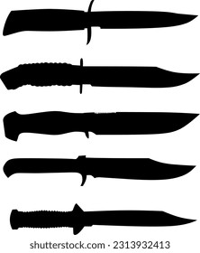 Silhouette-Vektorsymbol-Satz von Messern