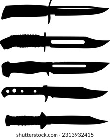 Silhouette-Vektorsymbol-Satz von Messern