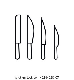 Knives simple line vector icons.