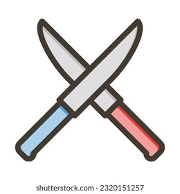 Knives Thick Line Filled Colors For Personal And Commercial Use.

