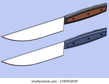 Knives for use in the kitchen, rendering by 3D program.Vector photo
