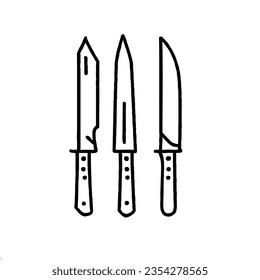 Knives Vector Icon Set Minimal Line Art 