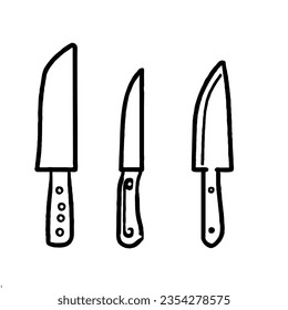 Knives Vektorsymbol Set Minimal Line Art 