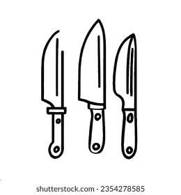 Knives Vector Icon Set Minimal Line Art 