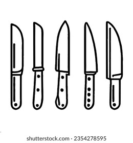 Knives Vector Icon Set Minimal Line Art 