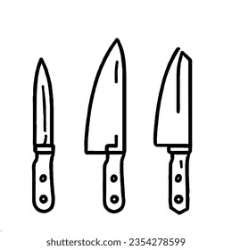 Knives Vector Icon Set Minimal Line Art 