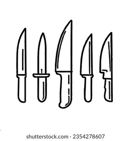 Knives Vector Icon Set Minimal Line Art 