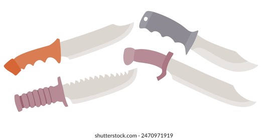 knives vector set cute cartoon style. 