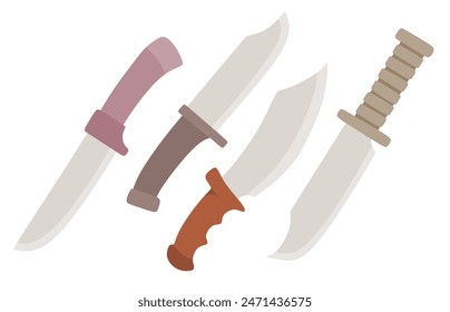 knives vector set cute cartoon style. 