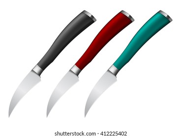 Knives for vegetables with handle in different color