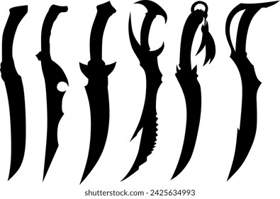 Cuchillos armas silueta icono vector