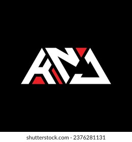 KNJ triangle letter logo design with triangle shape. KNJ triangle logo design monogram. KNJ triangle vector logo template with red color. KNJ triangular logo Simple, Elegant, and Luxurious design.