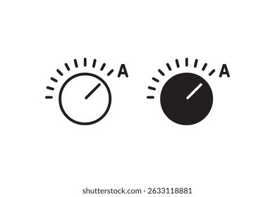 Knob control icons in outline and solid vector