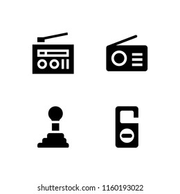 knob icon. 4 knob set with door, radio and gearshift vector icons for web and mobile app