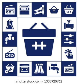 knob icon set. 17 filled knob icons.  Simple modern icons about  - Radio, Slider, Tap, Basket, Faucet, Control, Sliders, Shopping basket