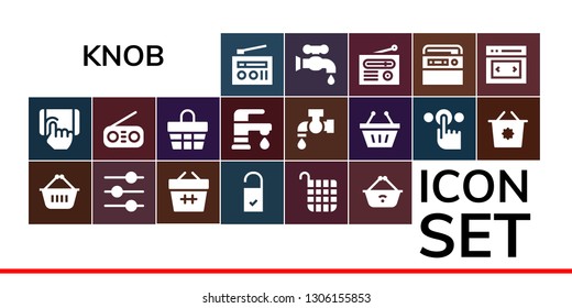 knob icon set. 19 filled knob icons.  Simple modern icons about  - Radio, Tap, Shopping basket, Control, Basket, Doorknob, Faucet, Slider