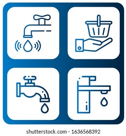 knob icon set. Collection of Water tap, Shopping basket, Faucet icons