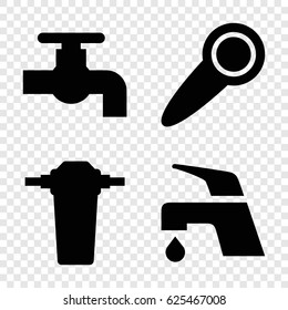 Knob icons set. set of 4 knob filled icons such as tap