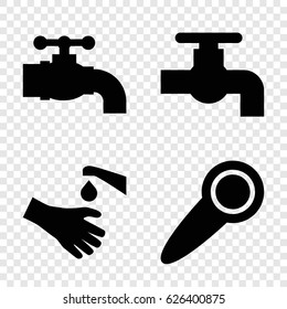 Knob icons set. set of 4 knob filled icons such as tap, hands washing