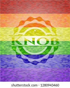 Knob on mosaic background with the colors of the LGBT flag