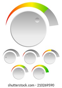 Knobs with level indicator. Adjust opacity mask to set level.