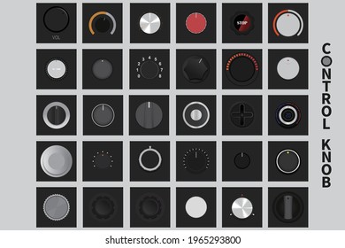 knobs Made up of distinct characteristics, qualities, or elements ,Knobs on black backgrounds vector set