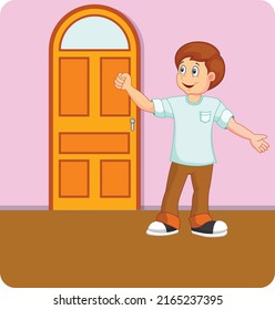 Knock Before Entering Cartoon Vector Art And Illustration