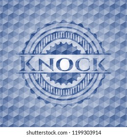 Knock blue polygonal emblem.