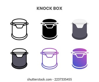 Knock Box icons vector illustration set line, flat, glyph, outline color gradient. Great for web, app, presentation and more. Editable stroke and pixel perfect.