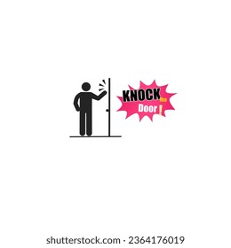 Knock the door vector silhouette icon. Please knock the door before entering, Accident Prevention signs, beware and careful Sign, warning symbol, vector.