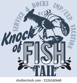 Knock of fish tail typography design  