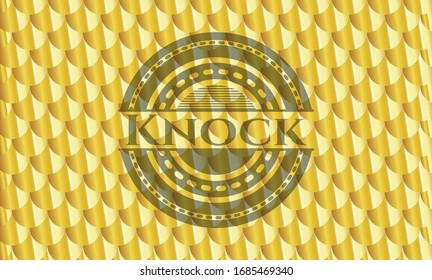Knock gold badge or emblem. Scales pattern. Vector Illustration. Detailed.