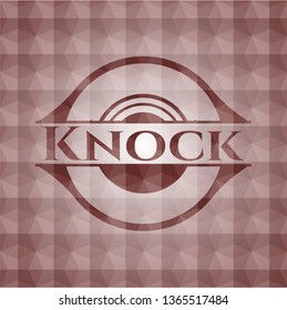 Knock red badge with geometric background. Seamless.