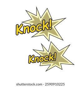 knock knock, vector cartoon comic